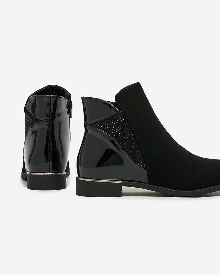 Royalfashion Schwarzer Damenstiefel mit Zirkonia Overlissa