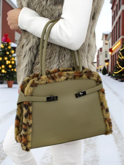 Kleine Damenhandtasche aus Öko-Leder mit Leopardenmuster Panthory