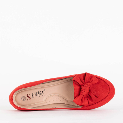 Rote Damen-Ballerinas mit Schleife Olimi - Schuhe