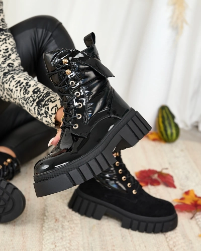 Royalfashion Damenstiefel Wefetto schwarz lackiert