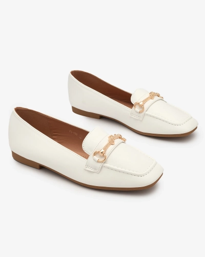 Royalfashion Білі жіночі мокасини з золотим декором Olerika
