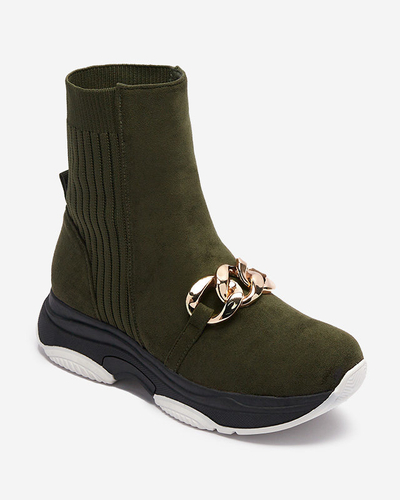 Grüner isolierter Damenstiefel aus Öko-Wildleder Cuzitta- Footwear