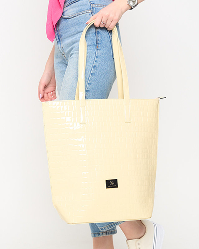 Lackierte Damen-Shopper mit naturfarbener Prägung - Accessoires