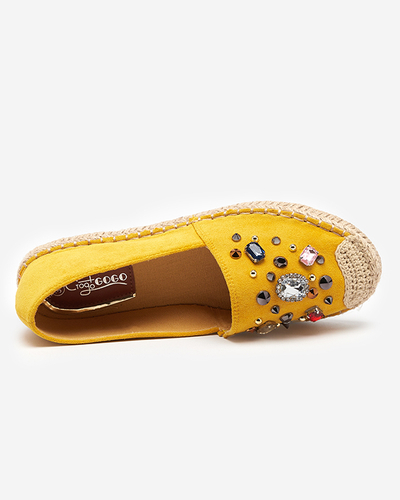 OUTLET Gelbe Espadrilles aus Öko-Wildleder für Damen mit Zirkonias Mediros - Schuhe