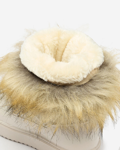 Royalfashion Kinder Schlupfschuhe a'la Schneestiefel mit Fell in beige Asika