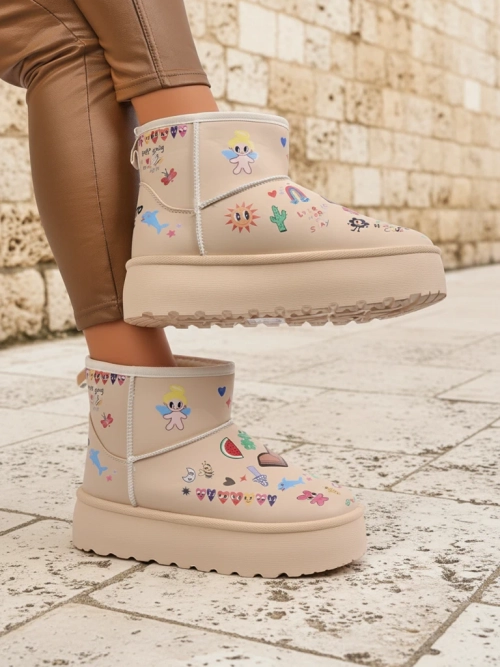 Утеплені Чоботи Callisto Angelico з Дитячими Малюнками на Платформі Beige