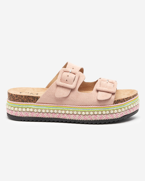 OUTLET Жіночі рожеві тапочки на товстій підошві Carisno - Взуття