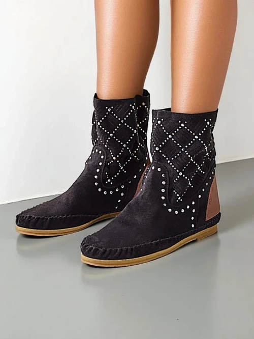 Жіночі ботильйони Royalfashion з низьким каблуком та заклепками, Індійський стиль