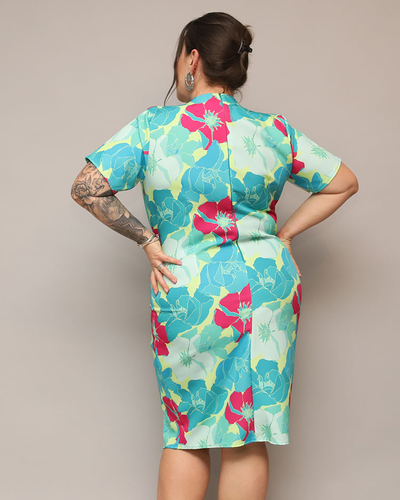 Royalfashion Damen Kleid aus geblümtem Stoff PLUS SIZE