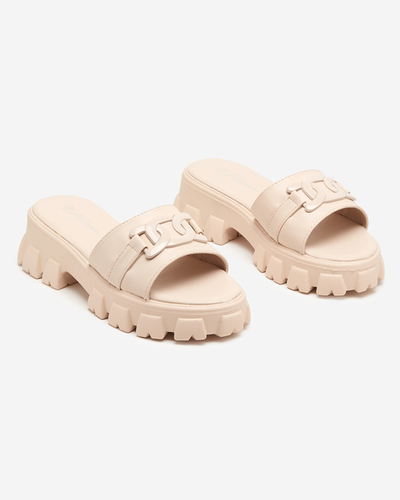 Beige Damenhausschuhe auf dickerer Sohle. Inza - Footwear