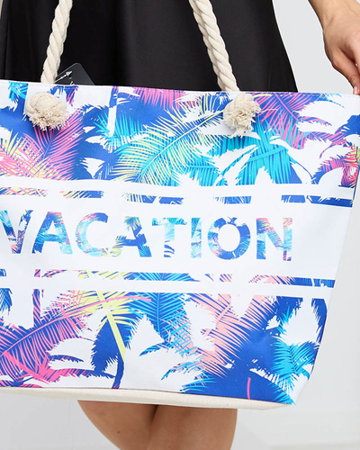 Blaue Strandtasche mit Blumendruck - Accessoires