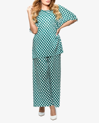 Grünes gemustertes Set für Damen - Kleidung