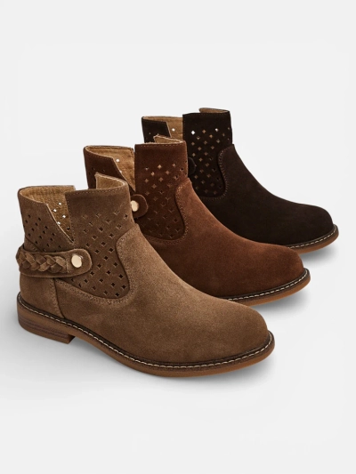 Ażurowe Damen-Stiefeletten aus Naturleder Unimi