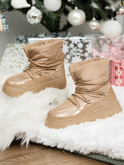 Royalfashion Damen Schlupf-Schneestiefel in brauner Farbe Dabenda