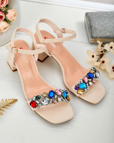 Royalfashion Damen Sandalen auf einem Pfosten mit Kristallen Osdar