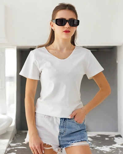 Royalfashion Damen Baumwollt-Shirt mit Spitze auf dem Rücken