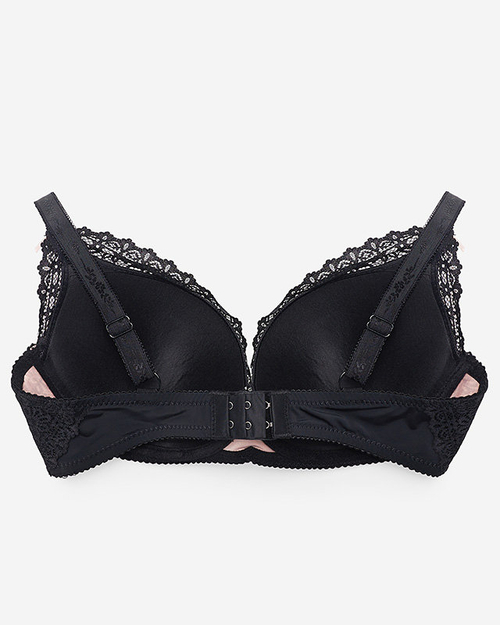 Чорно-рожевий жіночий мереживний бюстгальтер