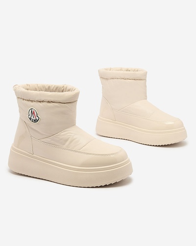 Royalfashion Damen Schlupf-Schneestiefel in Cremefarbe Ademra