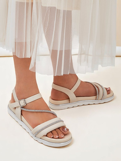 Royalfashion Damen Keilsandalen mit Strass Magnol