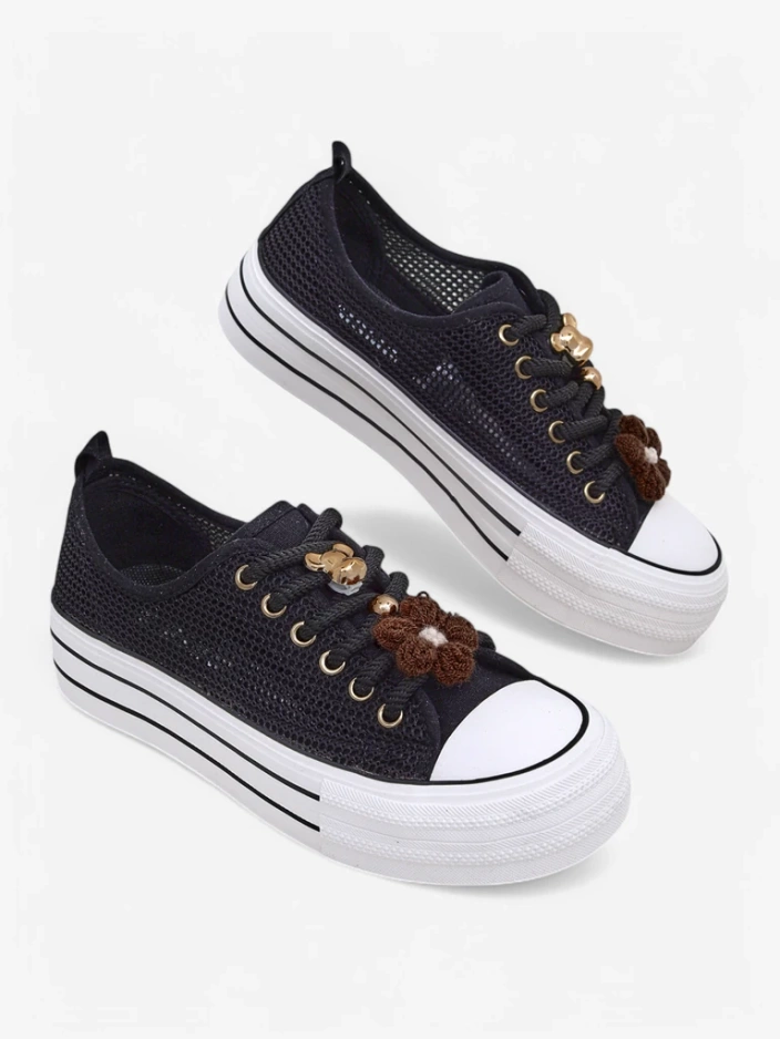 Royalfashion Damen durchbrochene Sneakers mit Dekorationen Osdo