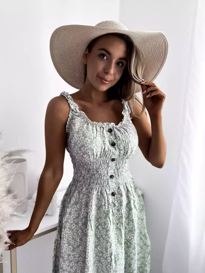 Knielanges Kleid für Damen mit Blumenmuster Kleidung