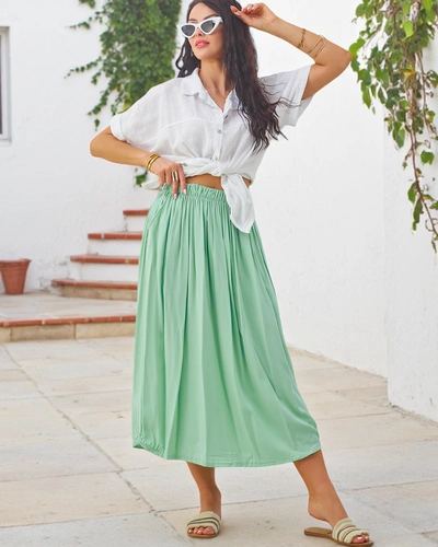 Royalfashion Damen Woven Midi Sommerrock, leicht und fließend mit zwei Taschen