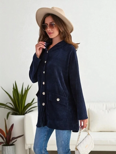 Royalfashion Damen-Strickjacke mit goldenen Knöpfen in ÜBERGRÖßE