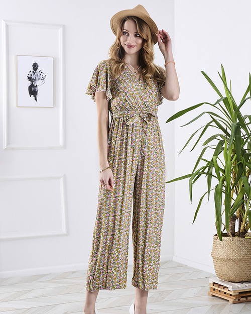 Кольоровий жіночий довгий квітковий комбінезон - Одяг