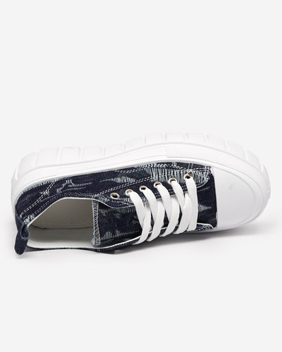 Marineblaue Damen-Sneaker a'la Jeans auf der Resi-Plattform - Schuhe