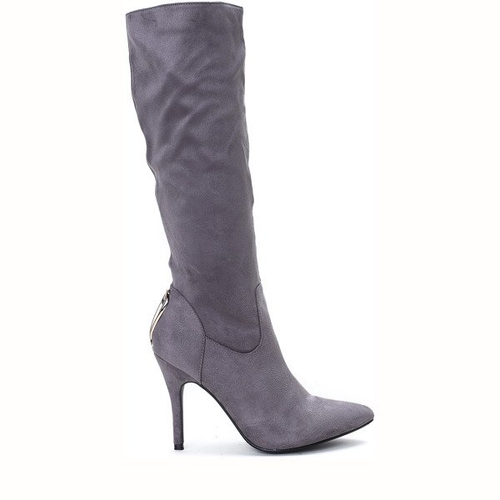 Szare kozaki na szpilce Cara - Obuwie