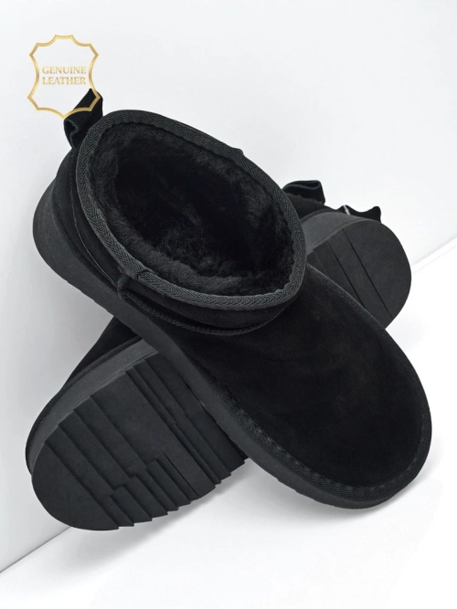 Короткі жіночі черевики а-ля снігоходи з натуральної шкіри Elunara