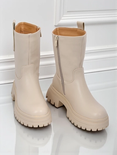 Höhere Damenstiefeletten aus Öko-Leder Scarlet Mist