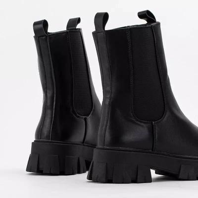 Schwarze Hoppy Kunstlederstiefel - Schuhe