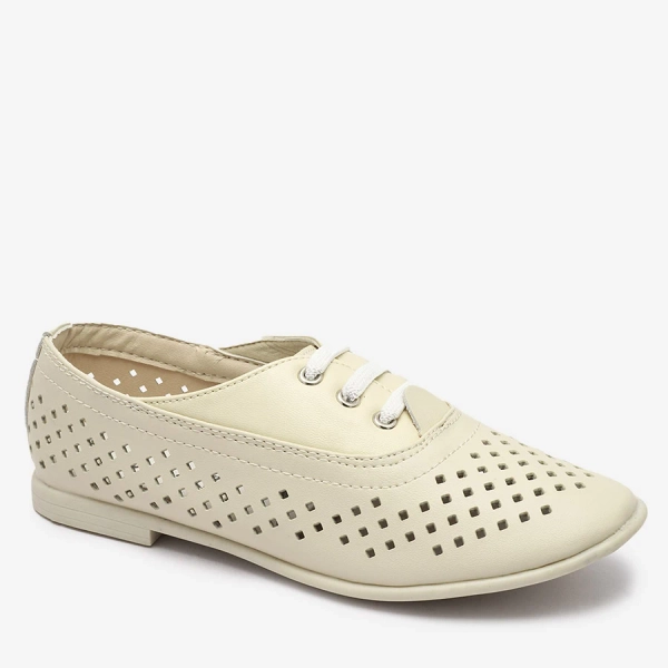 Beige durchbrochene Mokassins für Kinder Janno- Footwear