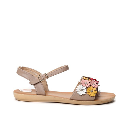 Beige Sandalen mit Blumen Kathryn- Schuhe 1
