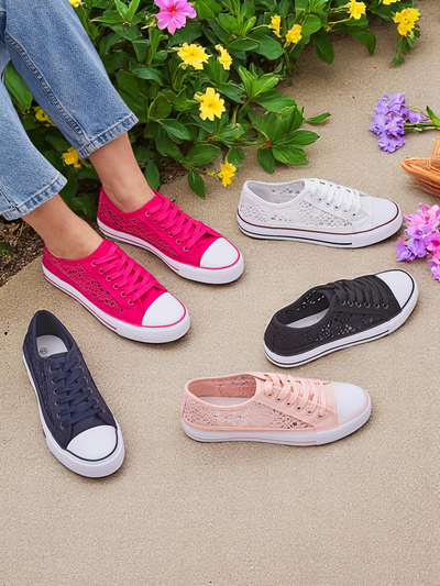 Atmungsaktive Damen-Sneaker Calista Nero mit Spitze - Sommer-/Frühlingskollektion