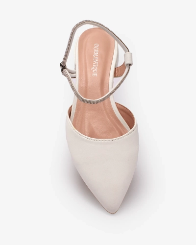 Royalfashion White Women's Embellished Shimmer Sole Flat Heel Sandals