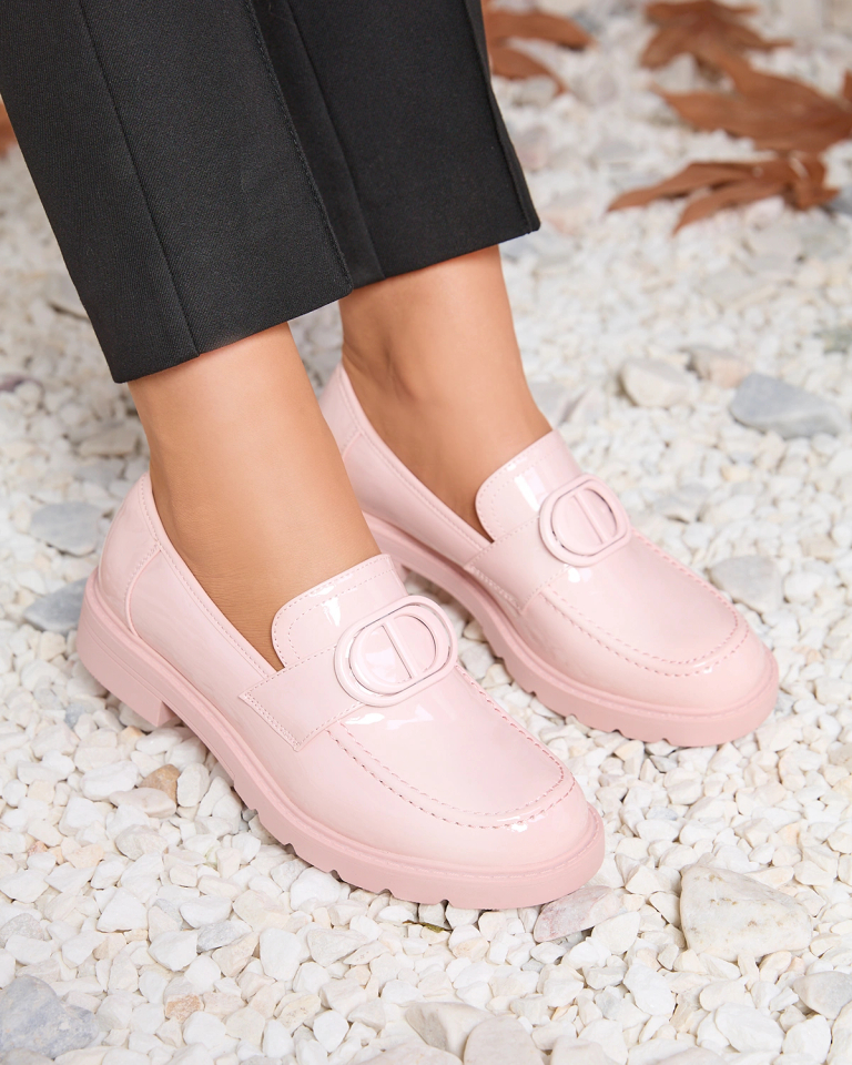 Royalfashion Pink Damen Glidef Lackierte Mokassins