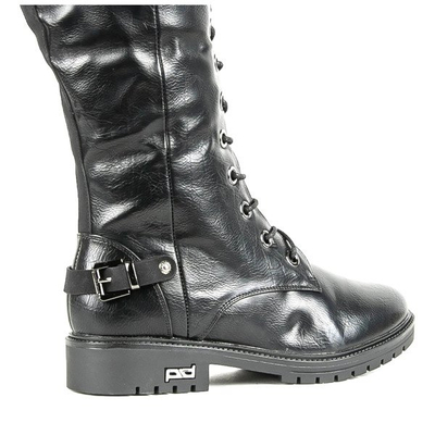 Schwarze Stiefel mit flachen Absätzen Kanuti - Footwear