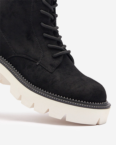 Schwarze Damenstiefel auf niedrigem Pfosten Savet - Footwear