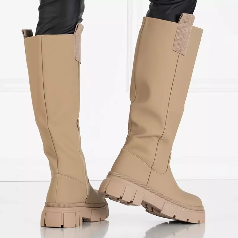 OUTLET Beige Damenstiefel bis zur Mitte der Wade Oledd- Footwear