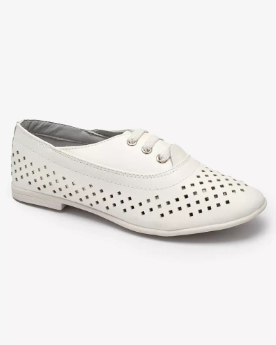Weiße durchbrochene Mokassins für Kinder Janno- Footwear