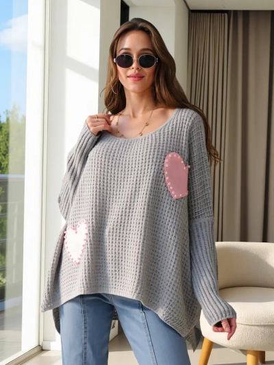 Royalfashion Damen Pullover aus Acryl mit Herzen Oversize