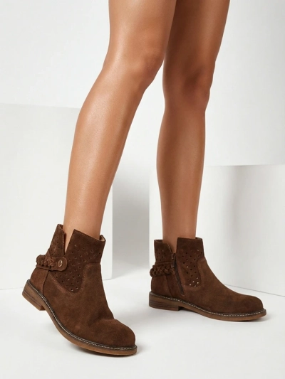 Ażurowe Damen-Stiefeletten aus Naturleder Unimi