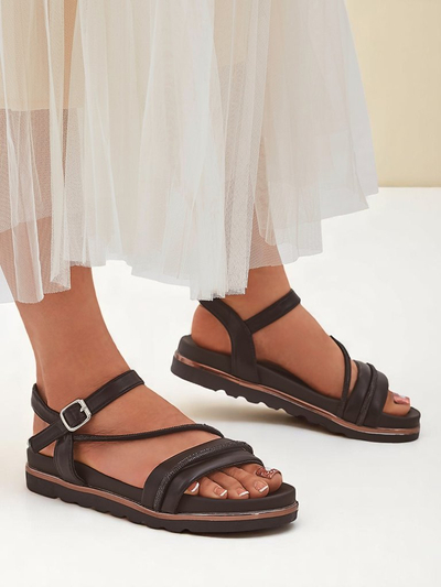 Royalfashion Damen Keilsandalen mit Strass Magnol