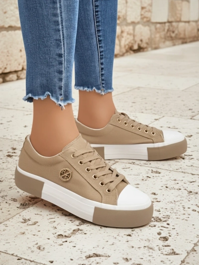 Beige Damen Aurelio Canvas-Sneaker