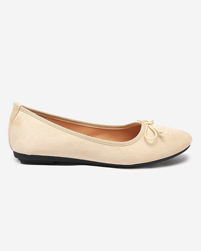 Ballerinas aus Öko-Wildleder in Beige mit Viassi-Schleife. Schuhe