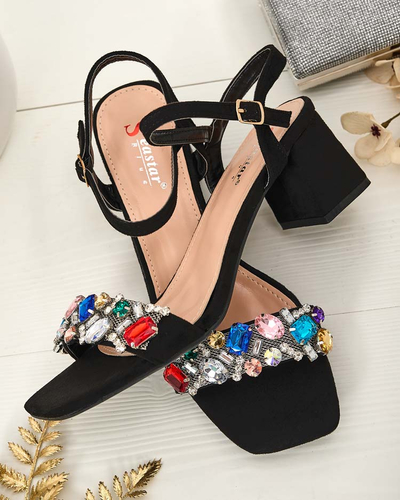 Royalfashion Damen Sandalen auf einem Pfosten mit Kristallen Osdar