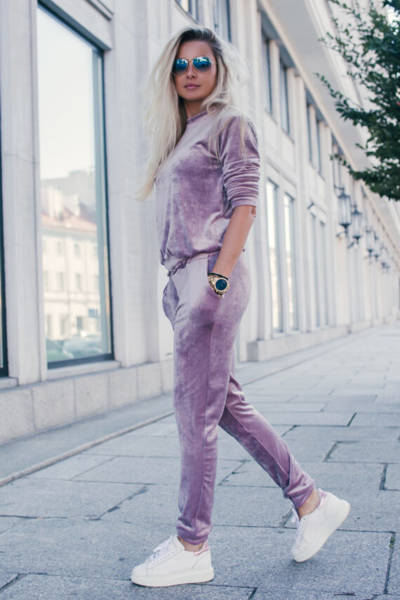 Violettes Damen-Trainingsanzug-Set - Kleidung