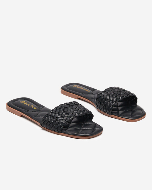 Жіночі чорні тапочки з плетеним ремінцем Cocota - Взуття